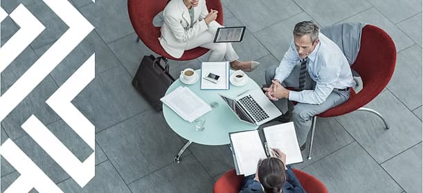 Business meeting overhead view